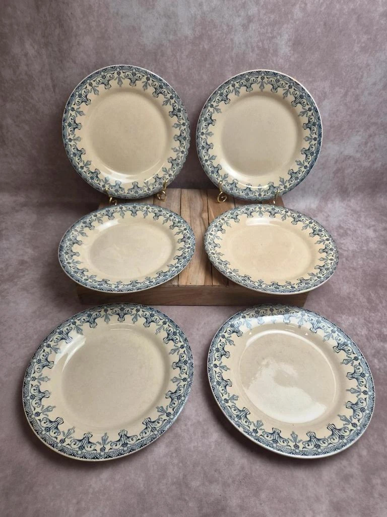 Lot de 6 assiettes planas antigas Gien – Terre de Fer – modelo Bengale – photo 2